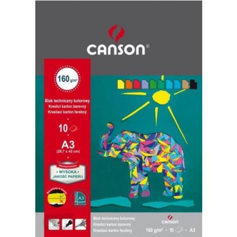 Blok techniczny Canson Kolorowy A3/10/160g Słoń